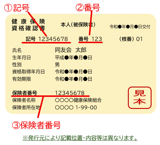 資格確認書サンプル